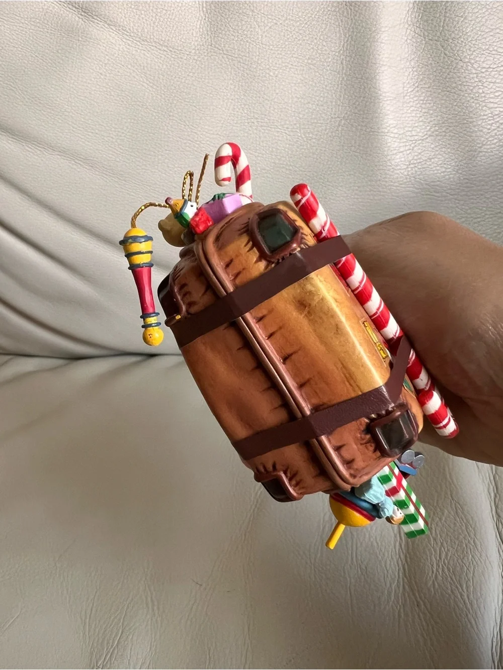 Santa's Suitcase Brown Travel Duffel Bag Ornament